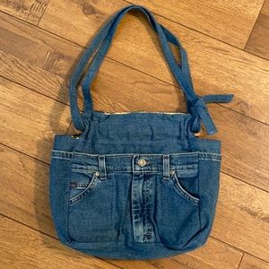 Jeans Purse with Wooden Handle